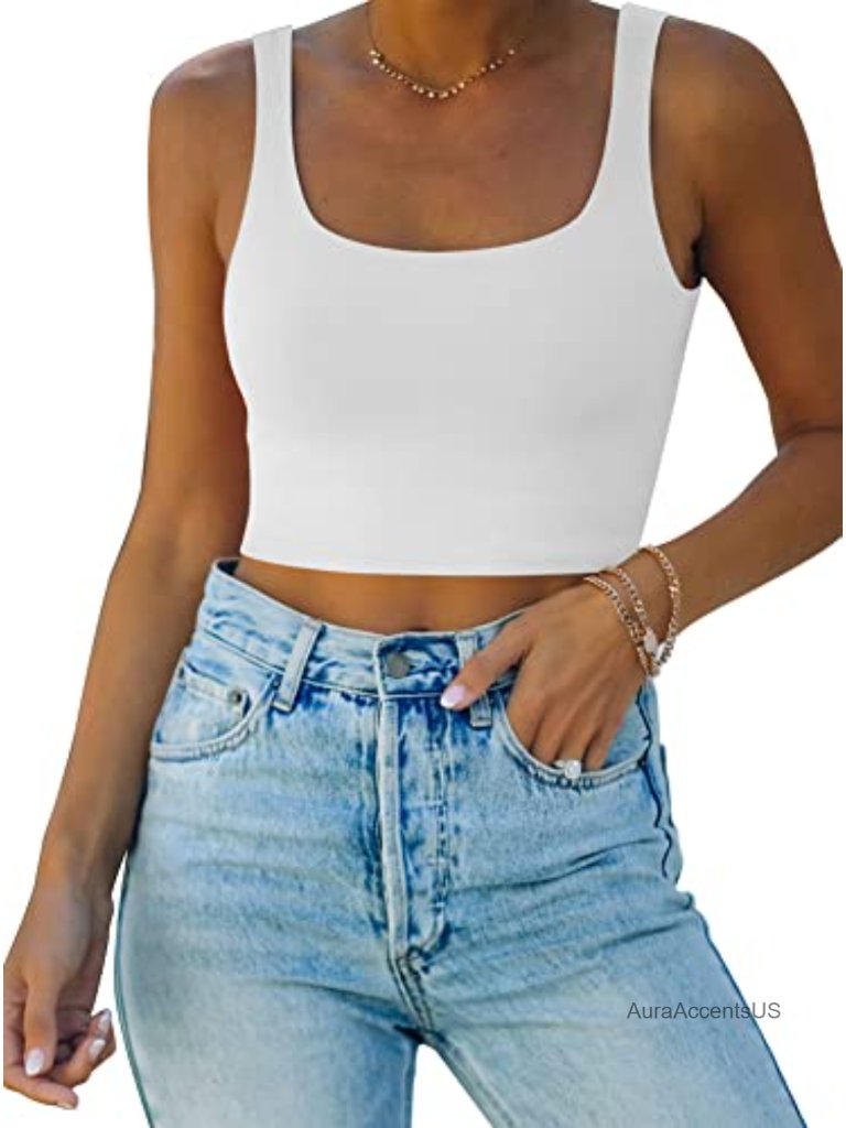 Double Lined Seamless Sleeveless Cropped Tank Yoga Crop Top